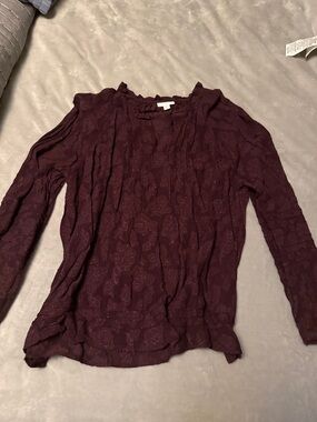 J. Jill Long Sleeve Textured Top in Burgundy